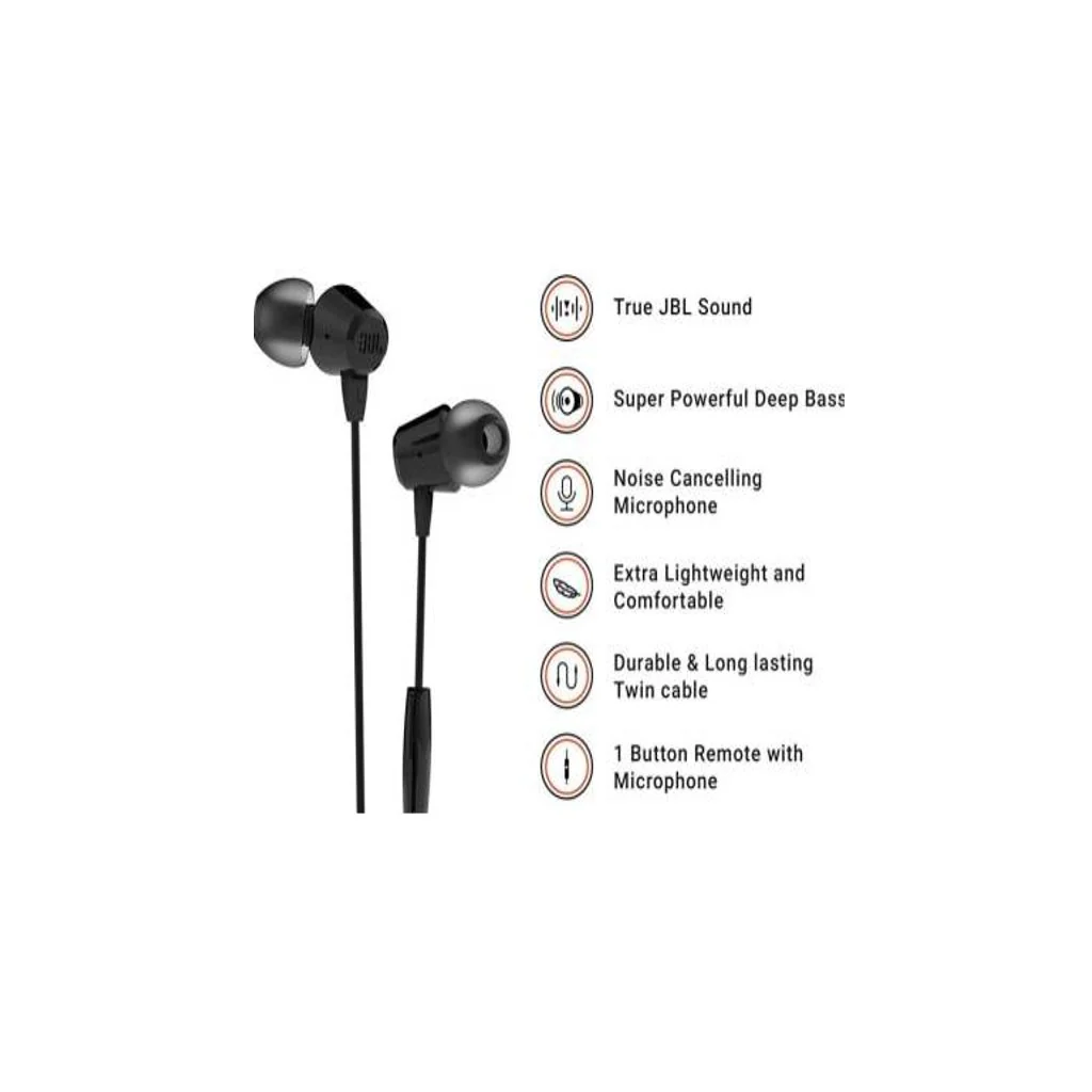JBL T50HI Wired In Ear Headphone Black - Image 3