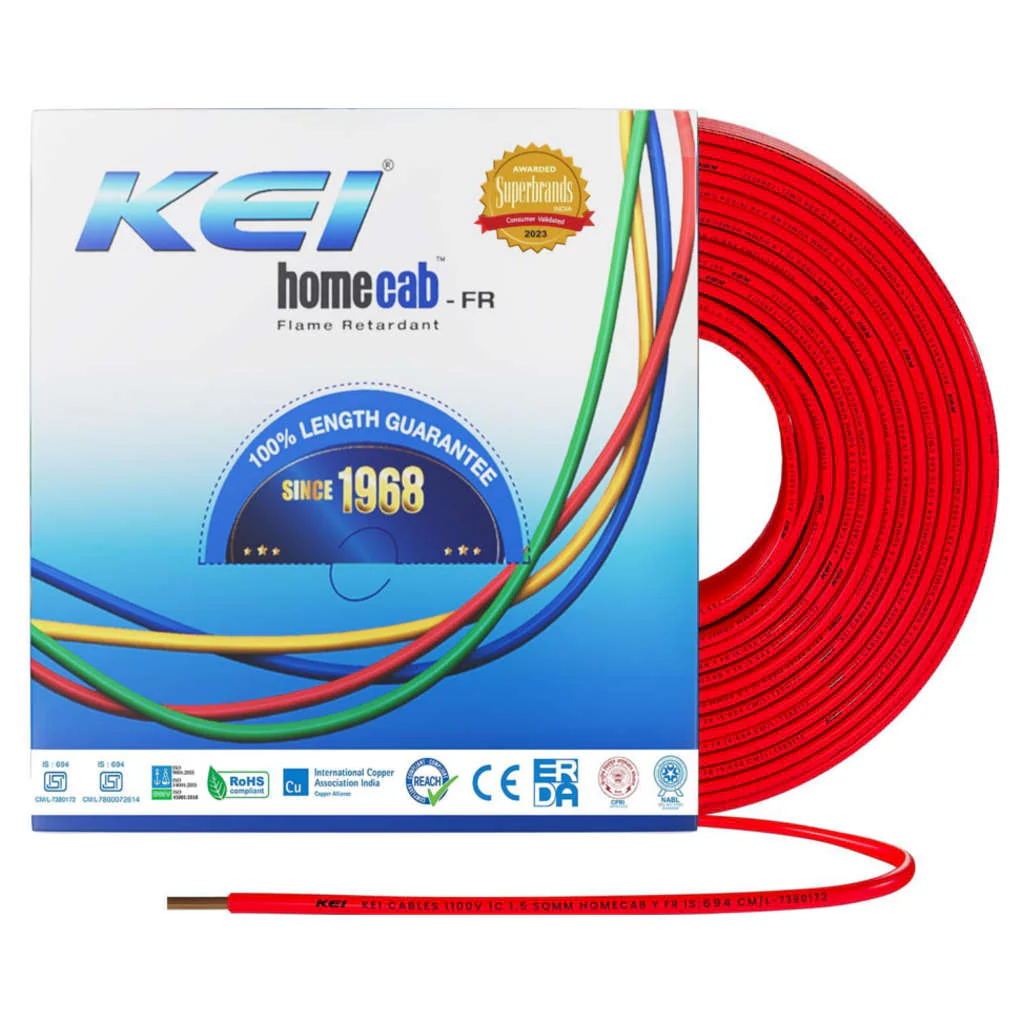 KEI HomeCab FR Unsheathed Single Core Flexible Cable PVC Insulated 4Sq.mm 90Meter