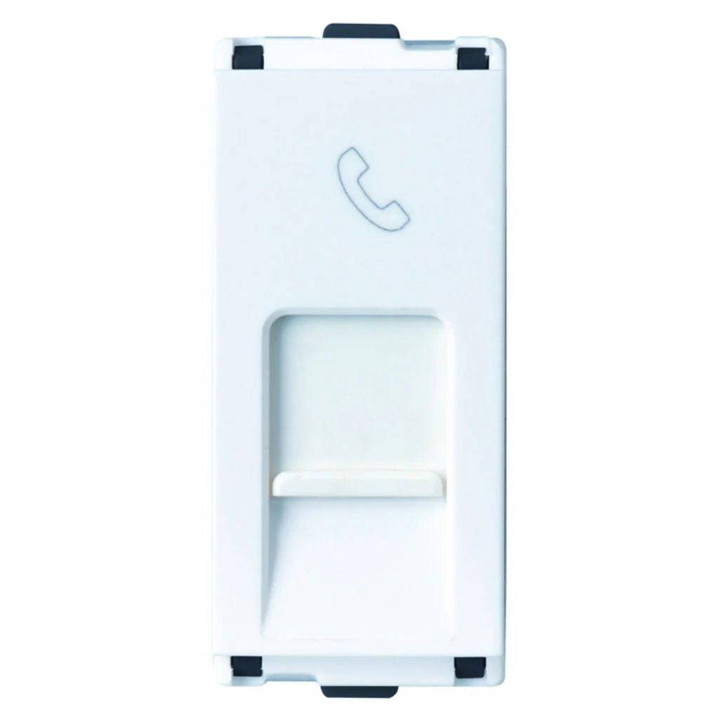 L&T [ Lauritz Knudsen ] enGem RJ11 Telephone Socket With Shutter 1M White CB93101TW11