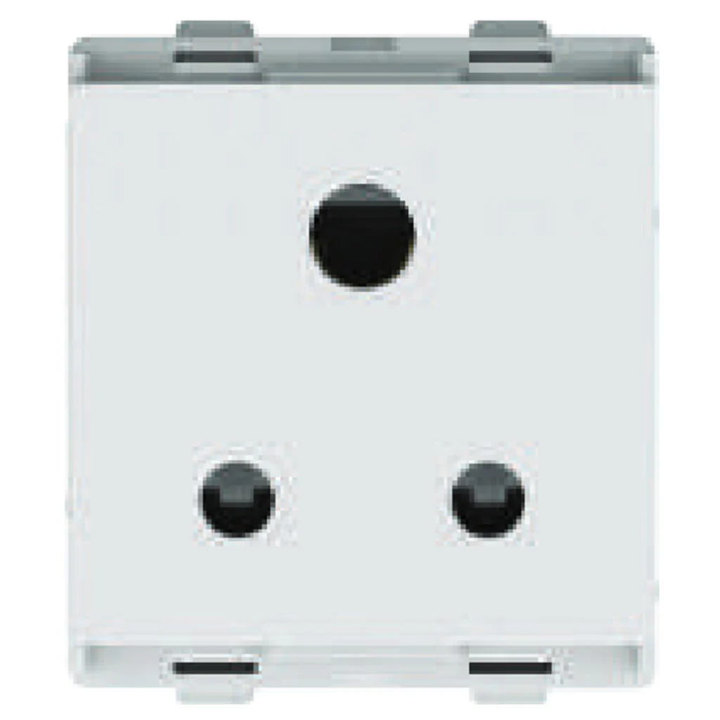 L&T [ Lauritz Knudsen ] enGem Socket 6A 3Pin Round With ISI 2M White CB93602CW06
