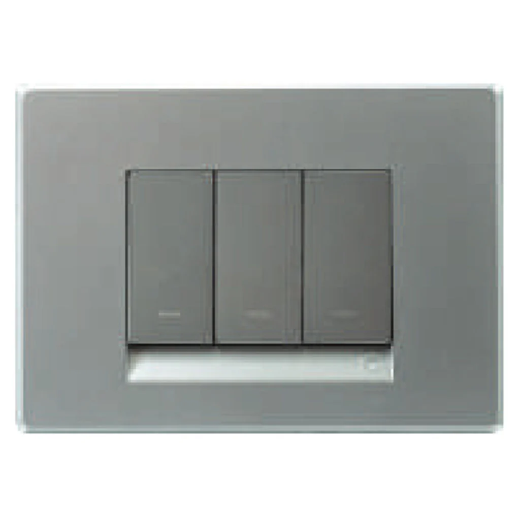 L&T [ Lauritz Knudsen ] Englaze Cover Plates With Grid Frame Moonlight Silver 1-18Module