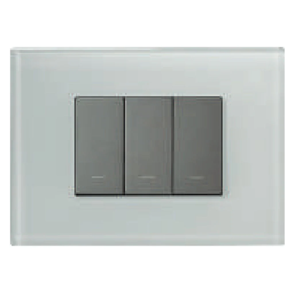 L&T [ Lauritz Knudsen ] Englaze Glass Cover Plate Without Grid Frame Icy White 1-18Module