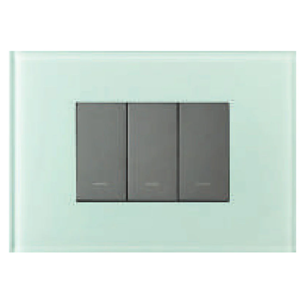 L&T [ Lauritz Knudsen ] Englaze Glass Cover Plate Without Grid Frame Oceanic Green 1-18Module