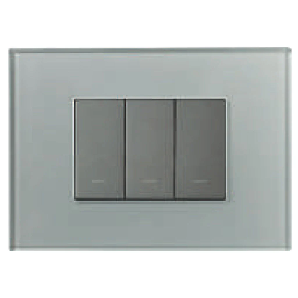 L&T [ Lauritz Knudsen ] Englaze Glass Cover Plate Without Grid Frame Silky Silver 1-18Module