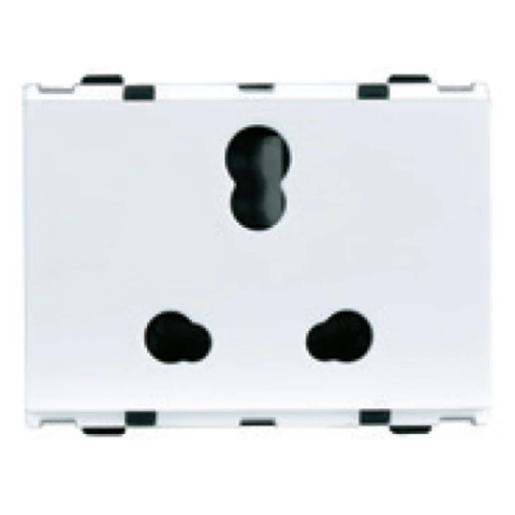 L&T [ Lauritz Knudsen ] Englaze Power Socket 6A/16A 3Pin Combi With ISI 3M Snow White CB92303CW16