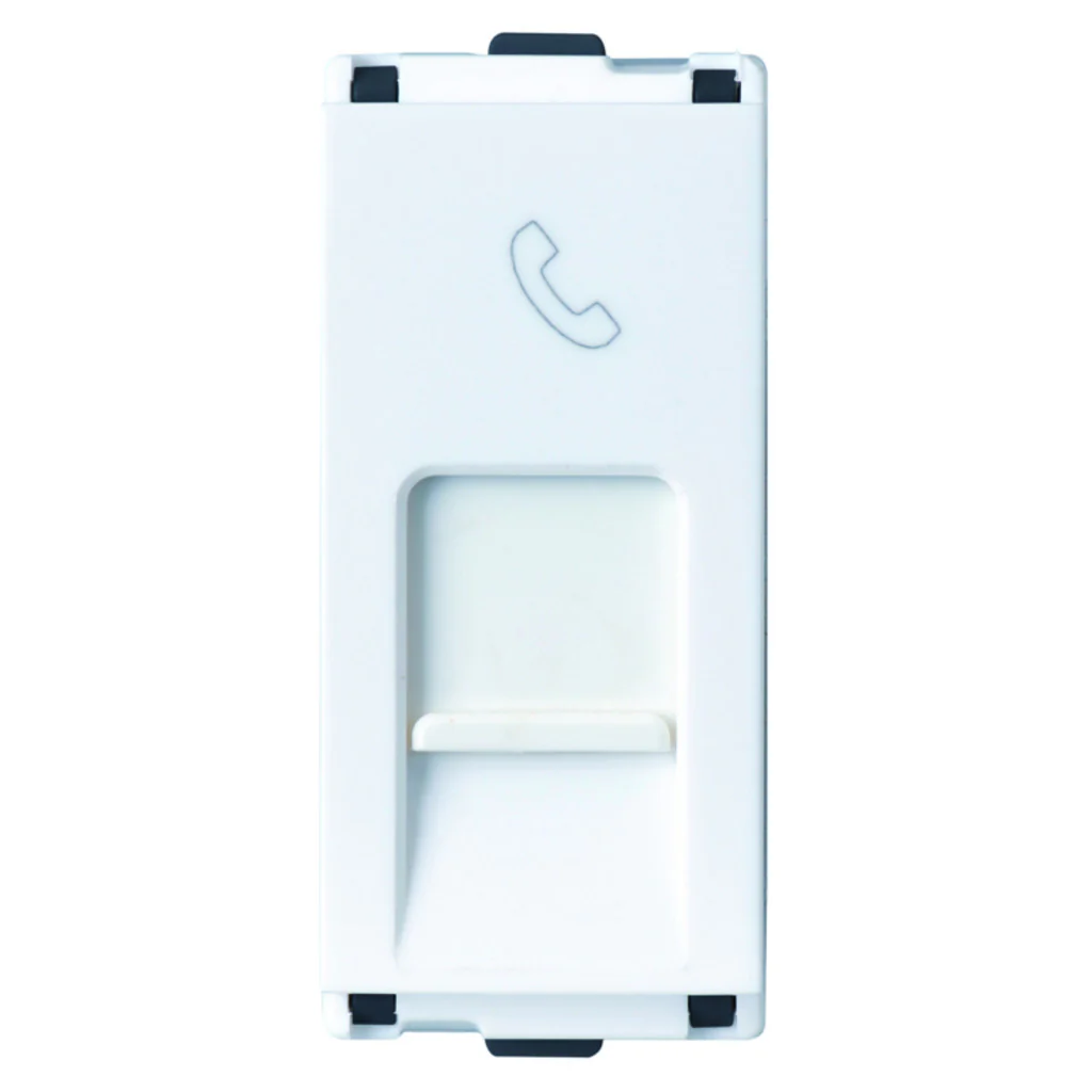 L&T [ Lauritz Knudsen ] Englaze Twin RJ 11 Socket With Shutter 1M Snow White CB92201TW11