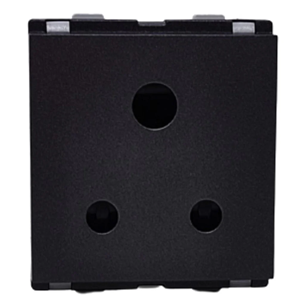 L&T [ Lauritz Knudsen ] Entice Socket 6A 3Pin With ISI 2M Charcoal Grey CB91602CG06