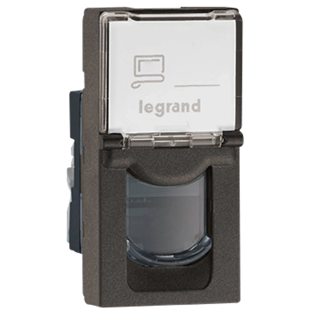 Legrand Myrius Nextgen RJ45 UTP Cat 5 Tooless With Shutter 1M Charcoal Grey 6794 64