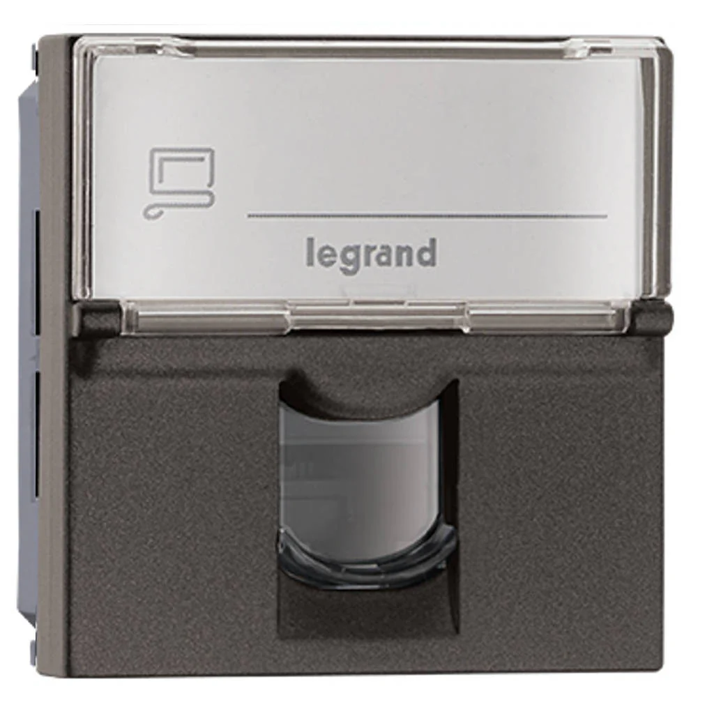 Legrand Myrius Nextgen RJ45 UTP Cat 6 Tooless With Shutter 2M Charcoal Grey 6794 66