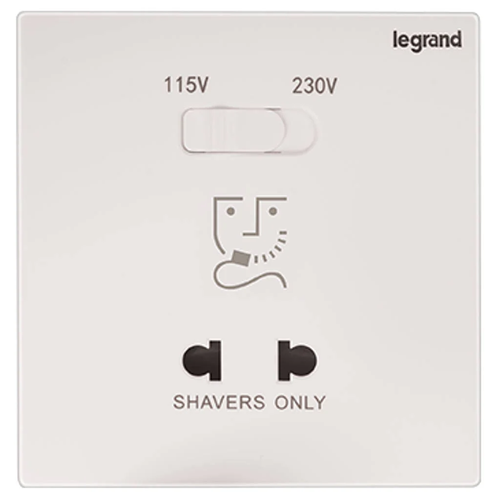 Legrand Myrius Nextgen Shaver Socket Monoblock Width Plate 2M White 6792 58