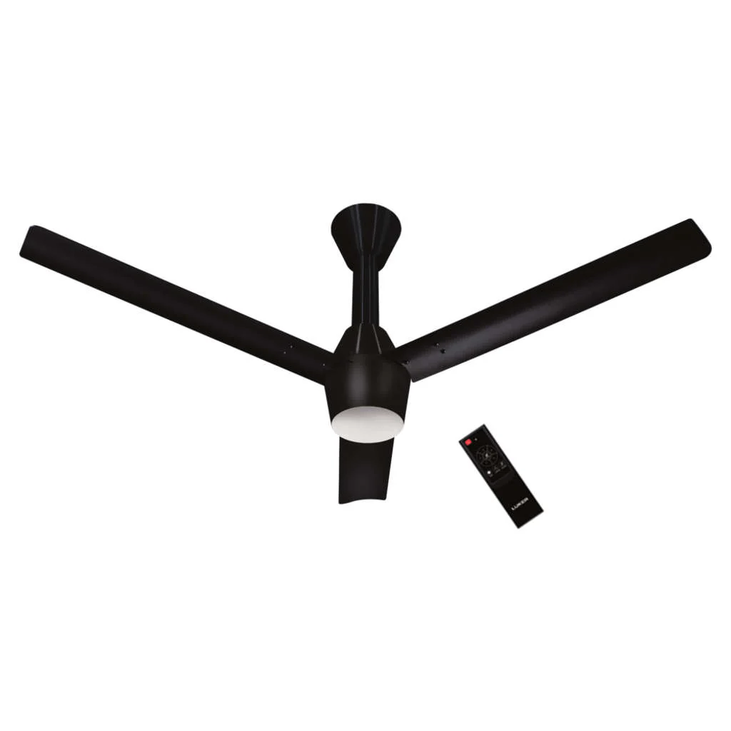 Luker Radial Glow BLDC Ceiling Fan With Remote Control 1200 mm Black-Black-3 In 1