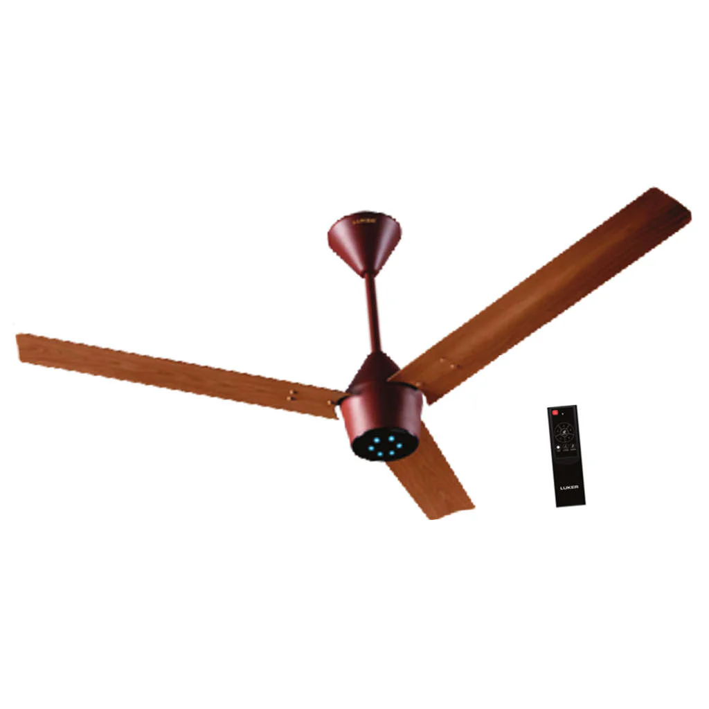 Luker Radial Wooden Range BLDC Ceiling Fan With Remote Control 1200 mm Brown Teakwood Black - Image 2