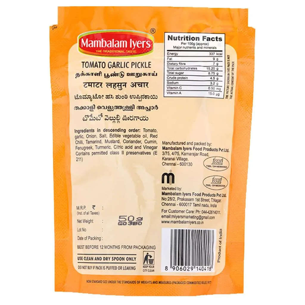 Mambalam Iyers Tomato Garlic Pickle 50gm - Image 2
