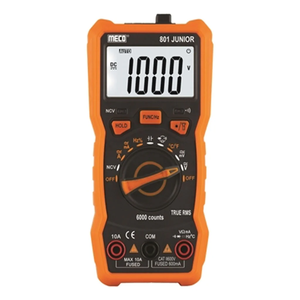 Meco TRMS Autoranging Digital Multimeter With Holster Magnet 3-5⁄6 Digit 6000 Count 801 Junior