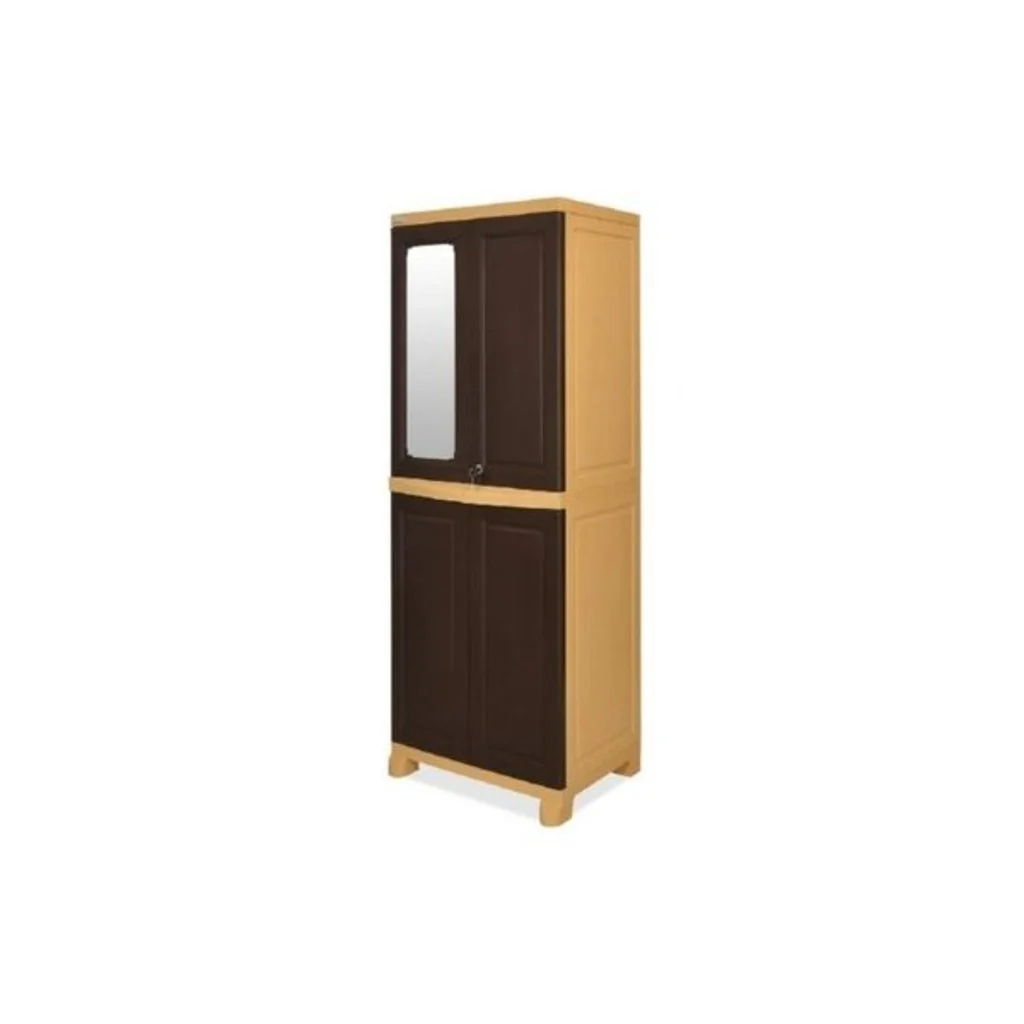 Nilkamal Freedom Big (FB1M) Plastic Storage Cabinet With 1 Mirror (Weather Brown & Biscuit) - Image 3