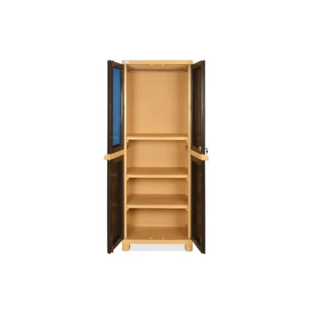 Nilkamal Freedom Big (FB1M) Plastic Storage Cabinet With 1 Mirror (Weather Brown & Biscuit) - Image 4