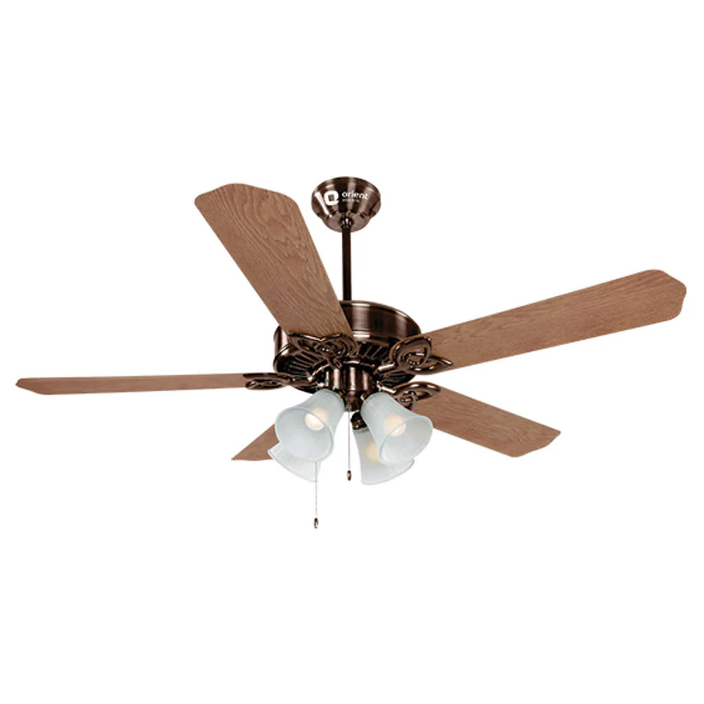 Orient Electric Subaris With Underlight Ceiling Fan 1300mm Motor Antique Brass Blade Oakwood