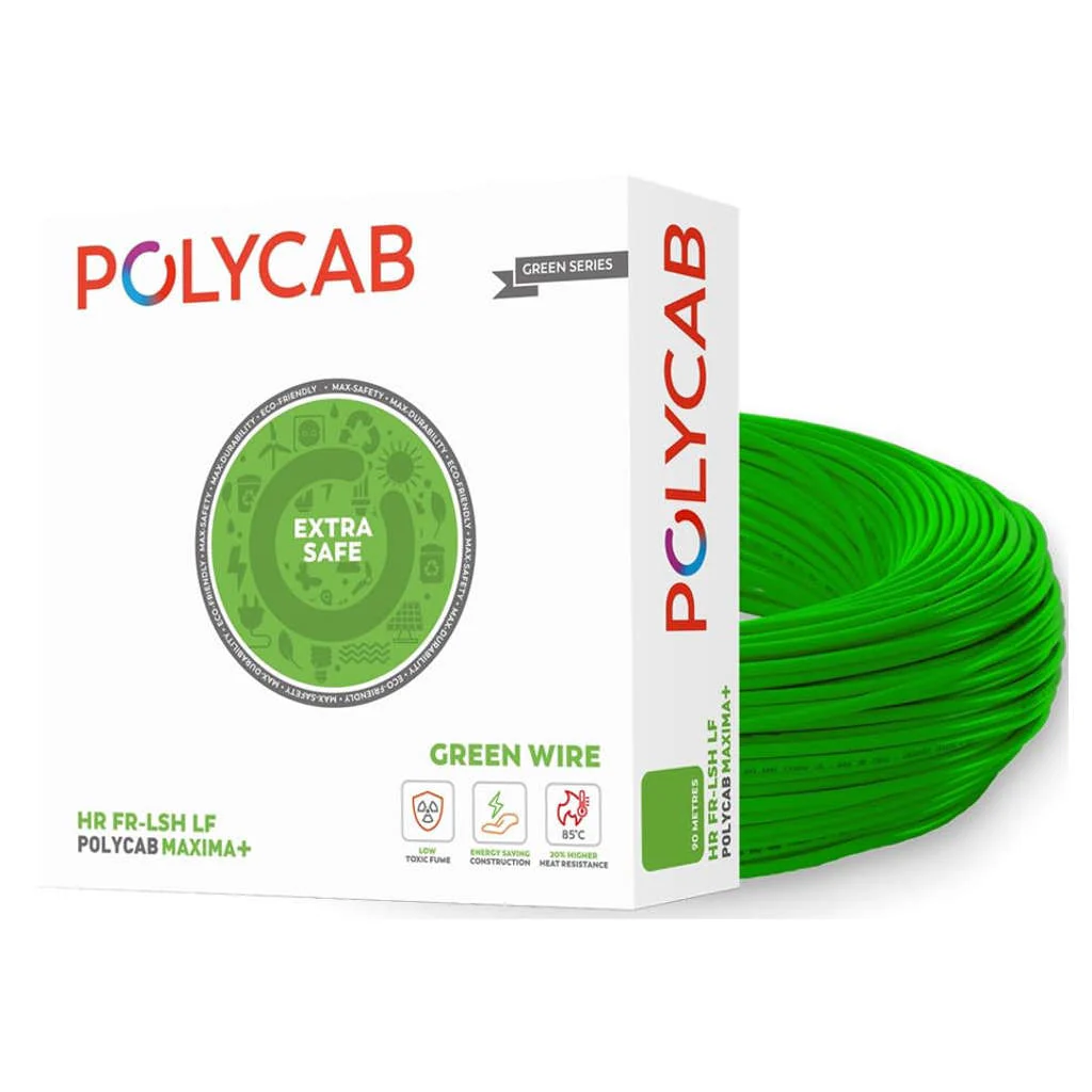 Polycab Green Wire Plus HR FR-LSH LF PVC Insulated Copper Cable 1.5 Sq.mm 90 Meters - Image 5
