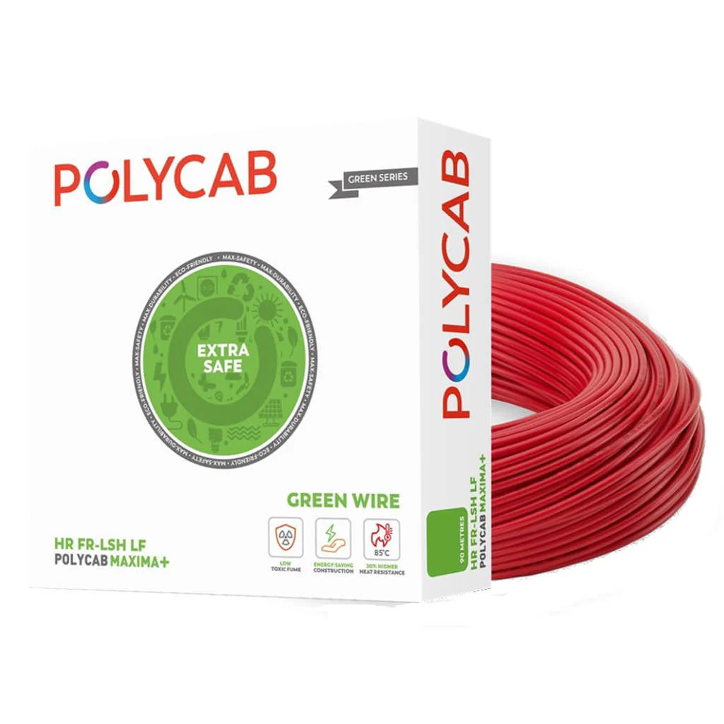 Polycab Green Wire Plus HR FR-LSH LF PVC Insulated Copper Cable 1 Sq.mm 90 Meters
