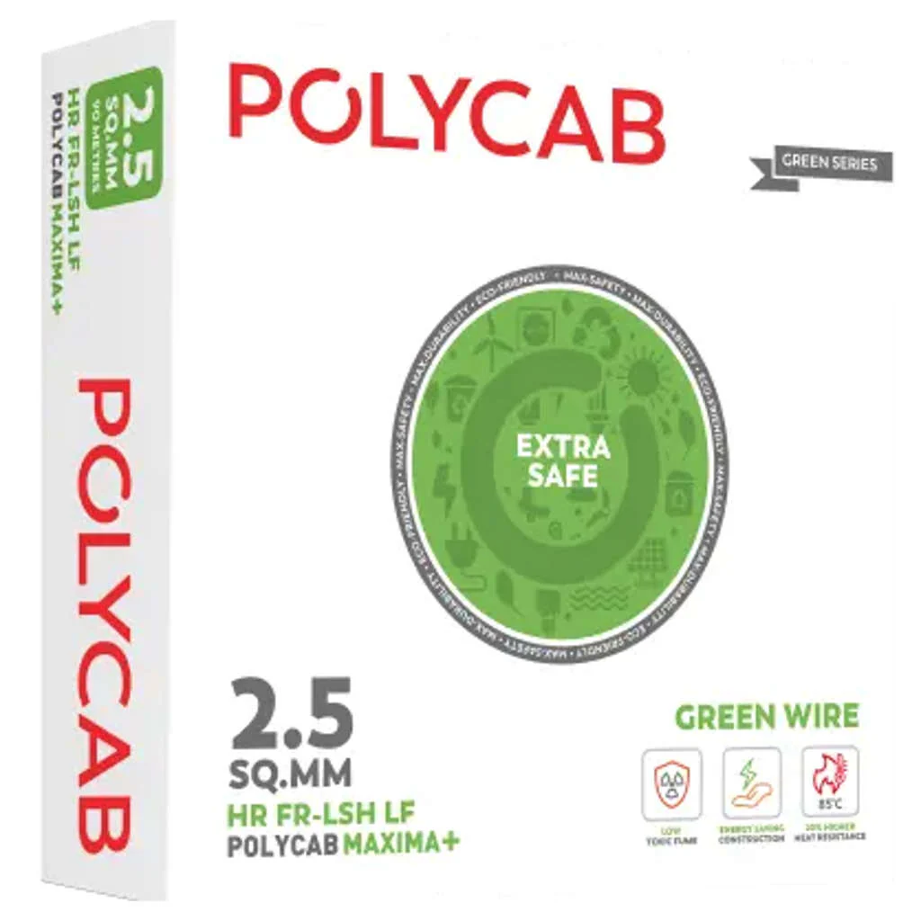 Polycab Green Wire Plus HR FR-LSH LF PVC Insulated Copper Cable 1 Sq.mm 90 Meters - Image 6