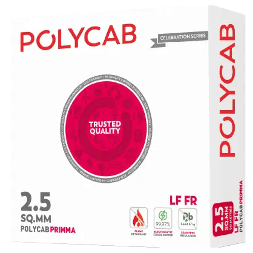 Polycab Primma LF-FR Copper PVC Insulated House Wire 6 Sq.mm 90 Meters
