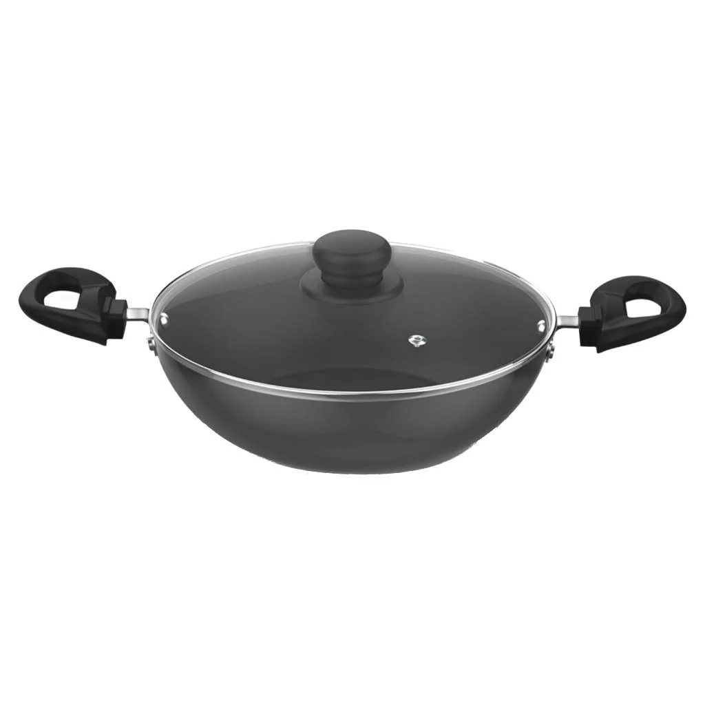 Preethi Daily Collection Non Stick Kadai With Glass Lid 24cm Black CSW038