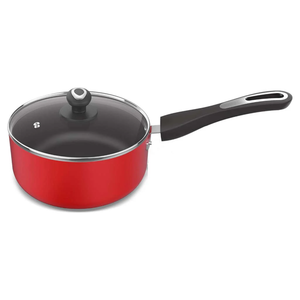 Preethi Dura Collection Milk Pan Induction Base With Glass Lid 16cm Red CSW035