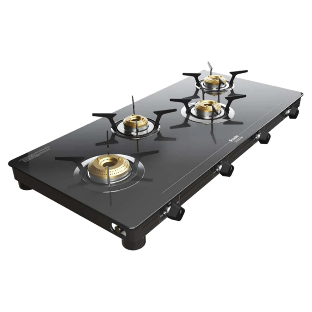 Preethi Luxe Max Glass Top Gas Stove 4 Burner Black GTS 418