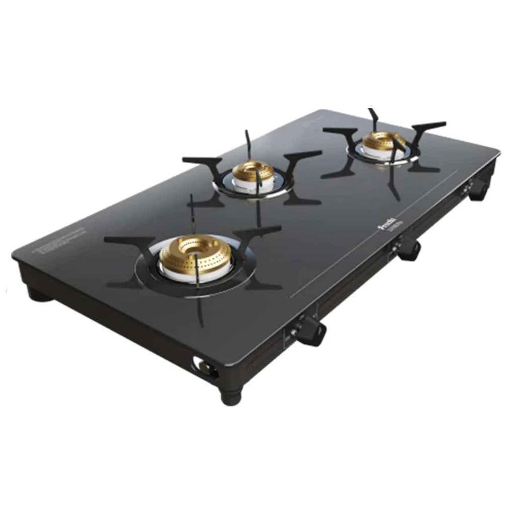 Preethi Luxe Pro Glass Top Gas Stove 3 Burner Black GTS 417