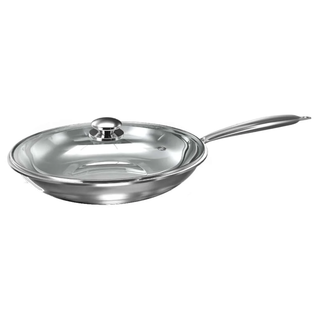 Preethi Metallica Collection Triply Stainless Steel Frypan With Glass Lid 26cm Inuction Base CSW001