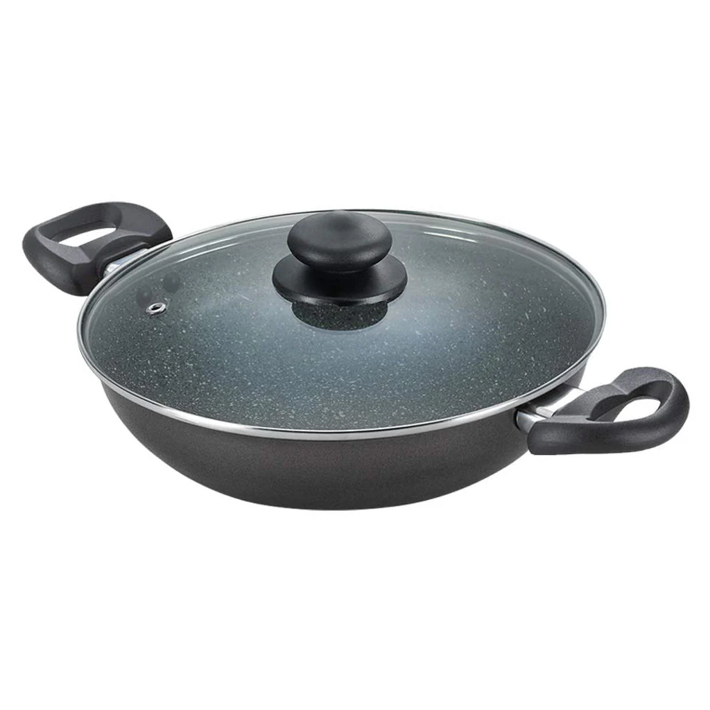 Prestige Omega Deluxe Granite Cookware Kadai 260mm With Glass Lid 36311