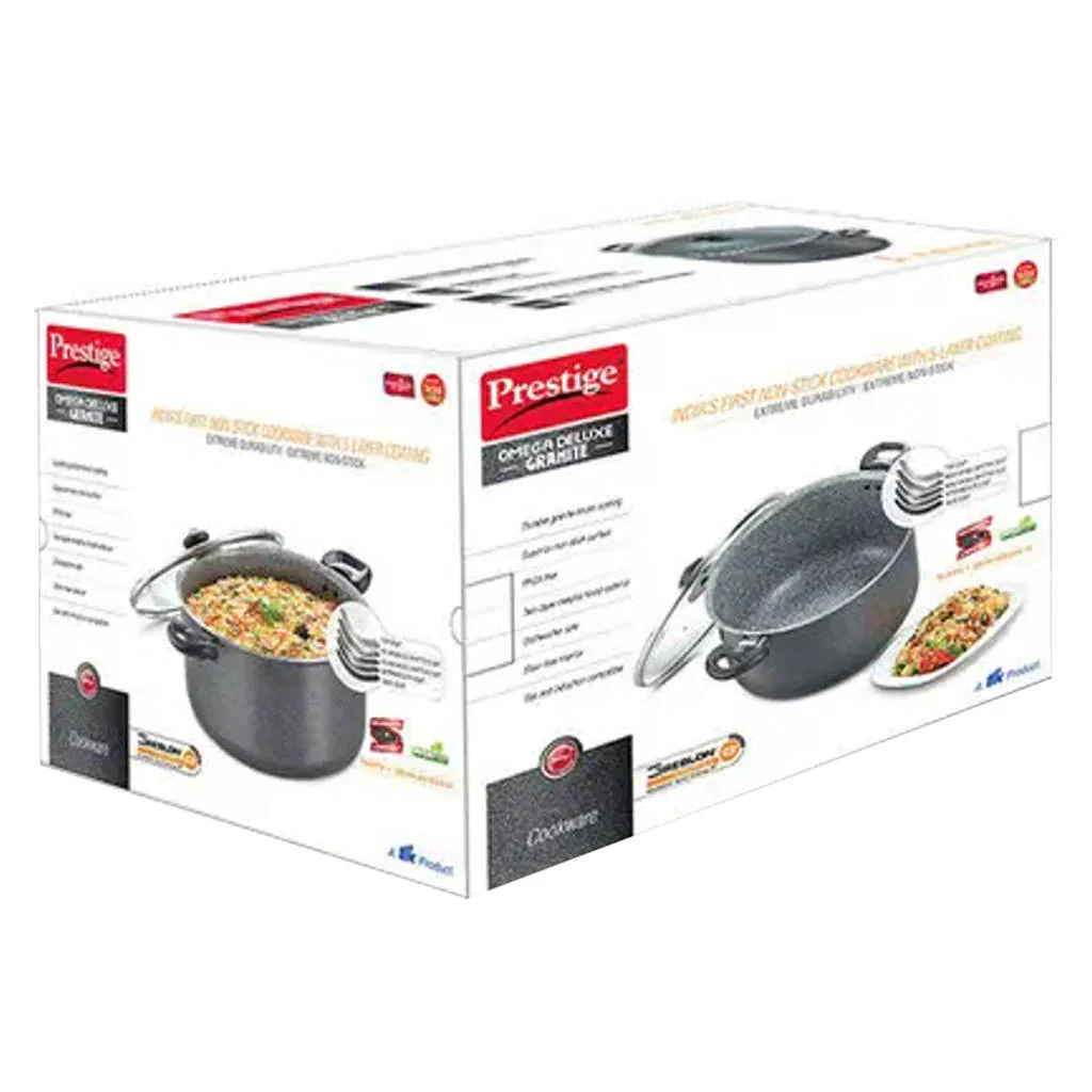Prestige Omega Deluxe Granite Non-Stick Stock Pot 28 cm Black 36315 - Image 2