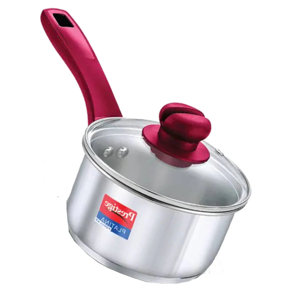 Prestige Platina Popular Stainless Steel Sauce Pan With Glass Lid 16 cm Silver 36882 - Image 2