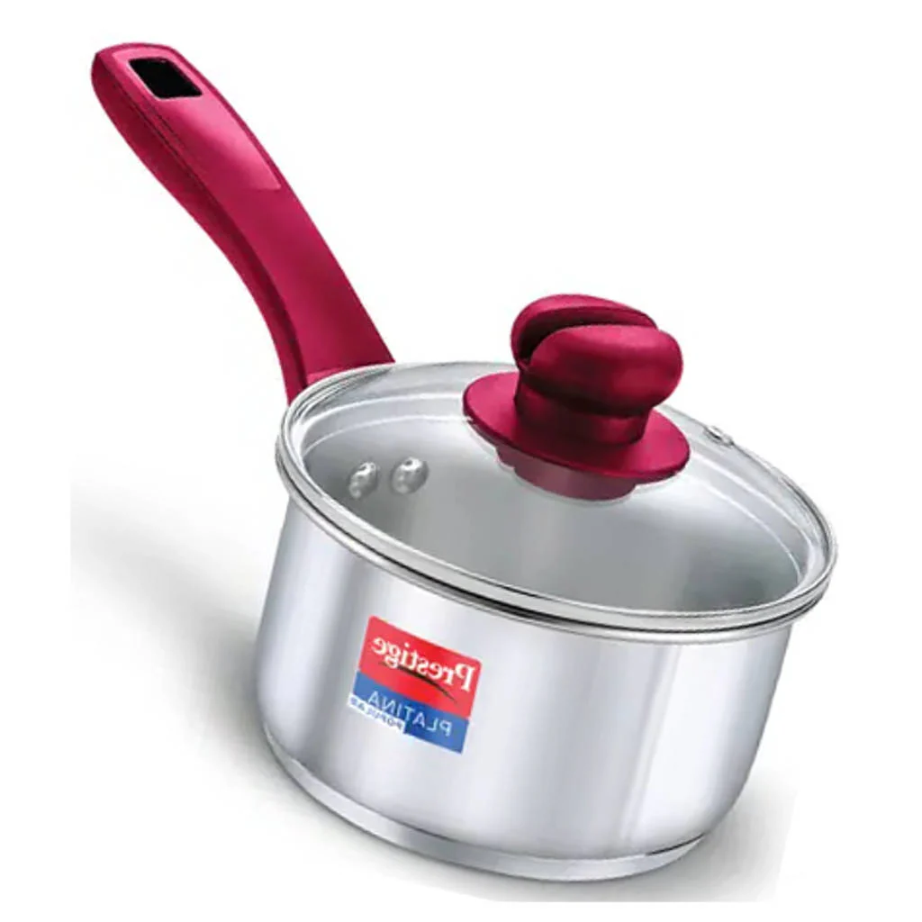 Prestige Platina Popular Stainless Steel Sauce Pan With Glass Lid 18 cm Silver 36883 - Image 2