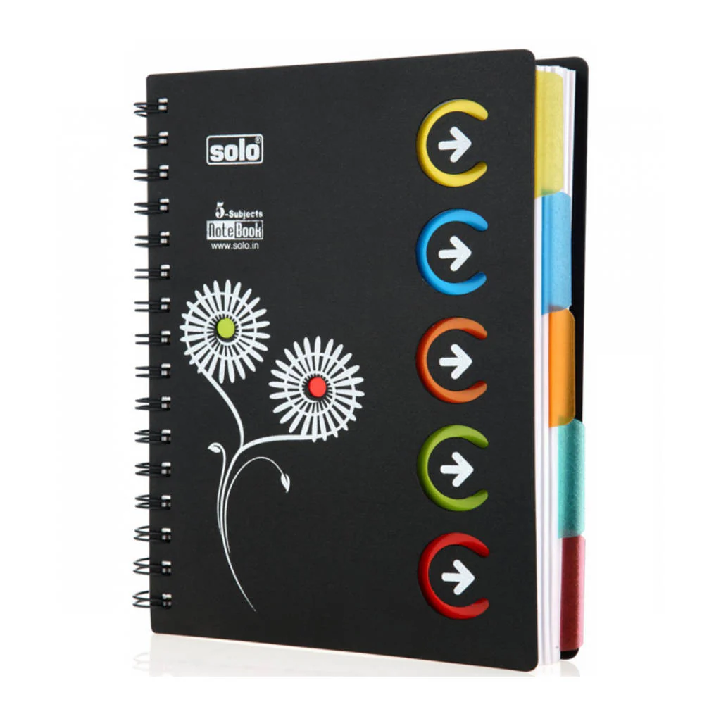 Solo 5-Subjects Note Book 300 Pages Black A5 NA 553