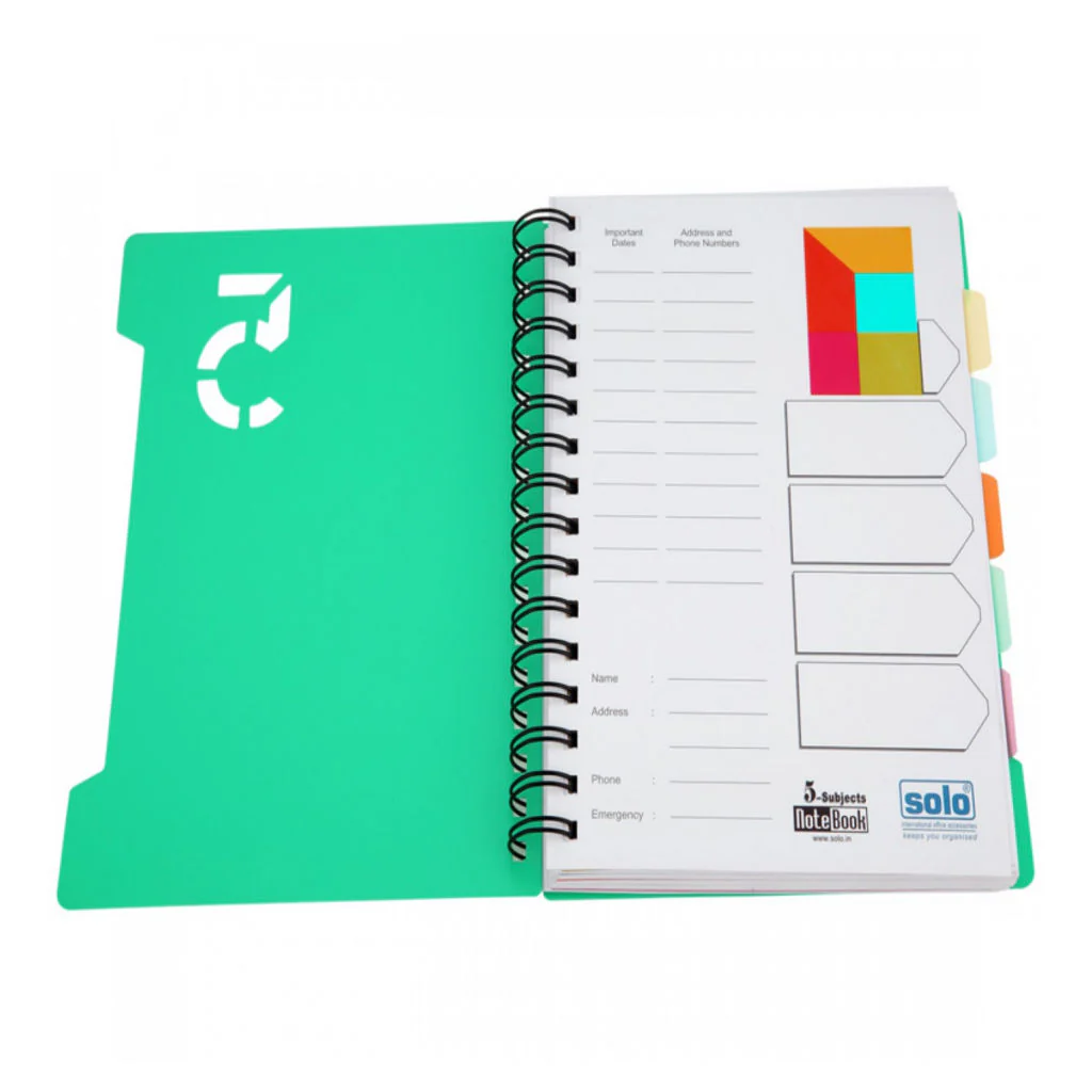 Solo 5-Subjects Note Book 300 Pages Green B5 NB 554