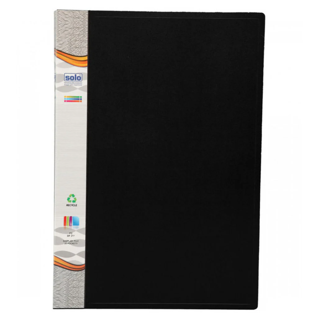 Solo Display File With 20 Pockets Black F/C Size DF 211