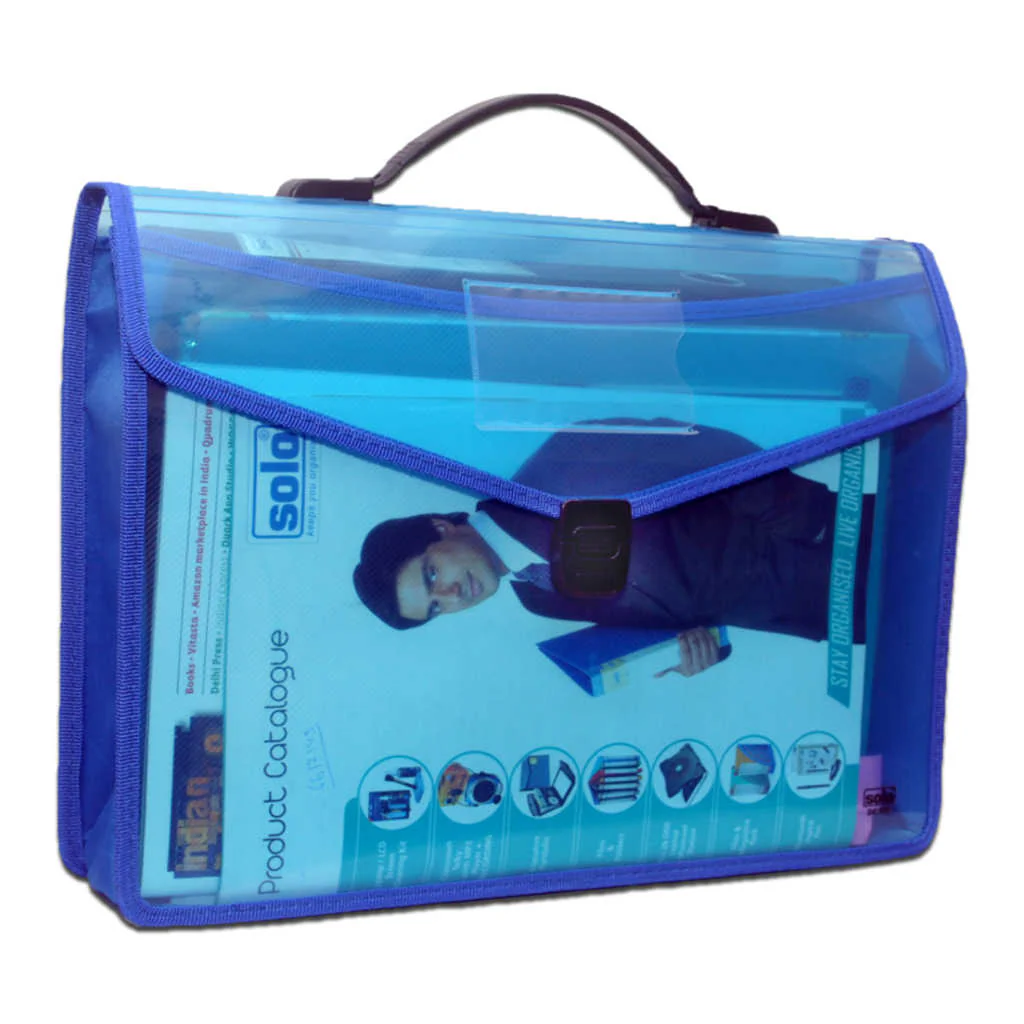 Solo Document Bag With Xtra Pocket + Lock & Handle Blue F/C Size DC 555
