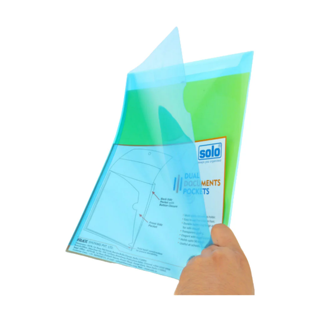 Solo Dual Documents Pockets Transparent Blue A4 CH 402