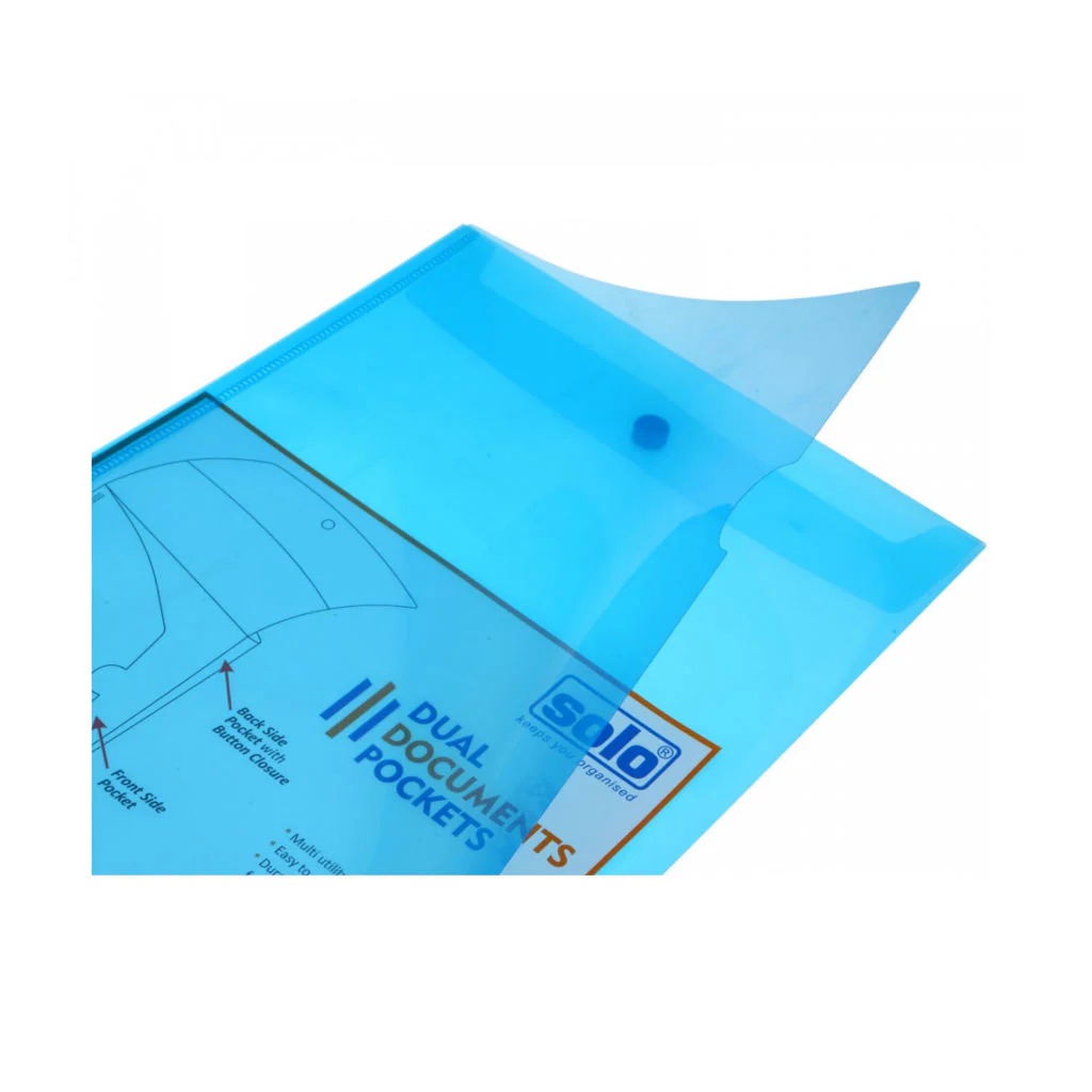 Solo Dual Documents Pockets Transparent Blue A4 CH 402 - Image 2