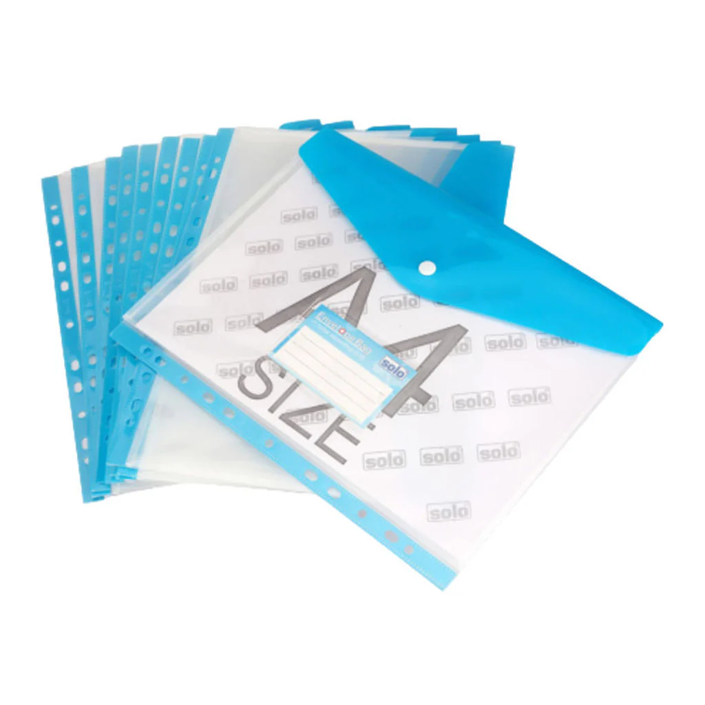 Solo Envelope Bag With 11 Holes Expanding L/S Transparent Blue A4 CH 203 - Image 2