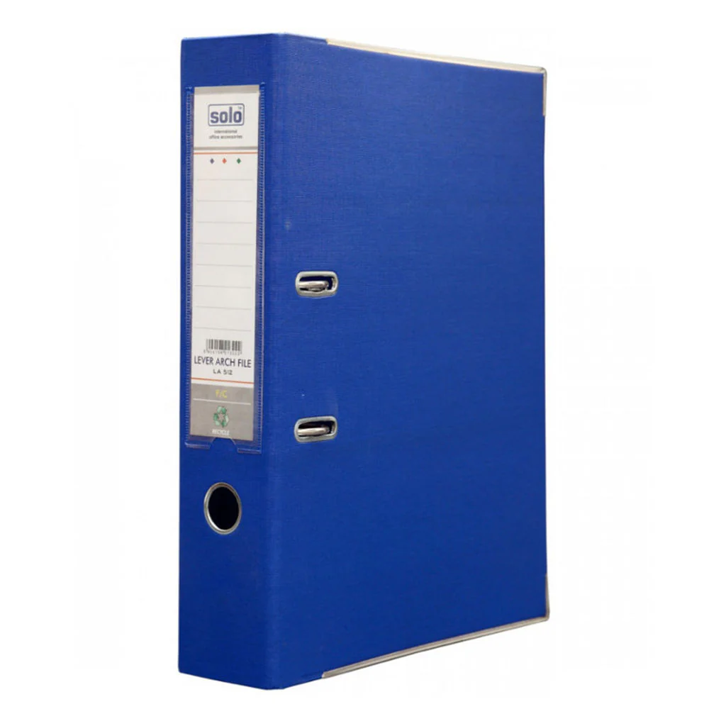 Solo Lever Arch File Blue 3 Inch Ring F/C Size LA 512