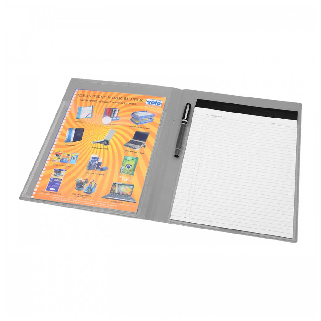 Solo Meeting Folder With Secure Expandable Pocket With Pad Wave Grey A4 CC 115 - Image 2