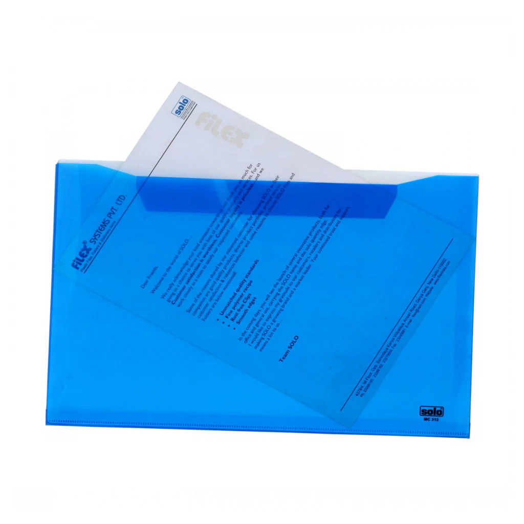 Solo My Clear Bag With Expandable (Twin Pockets With Double Colors) Transparent Blue F/C Size MC 312 - Image 2