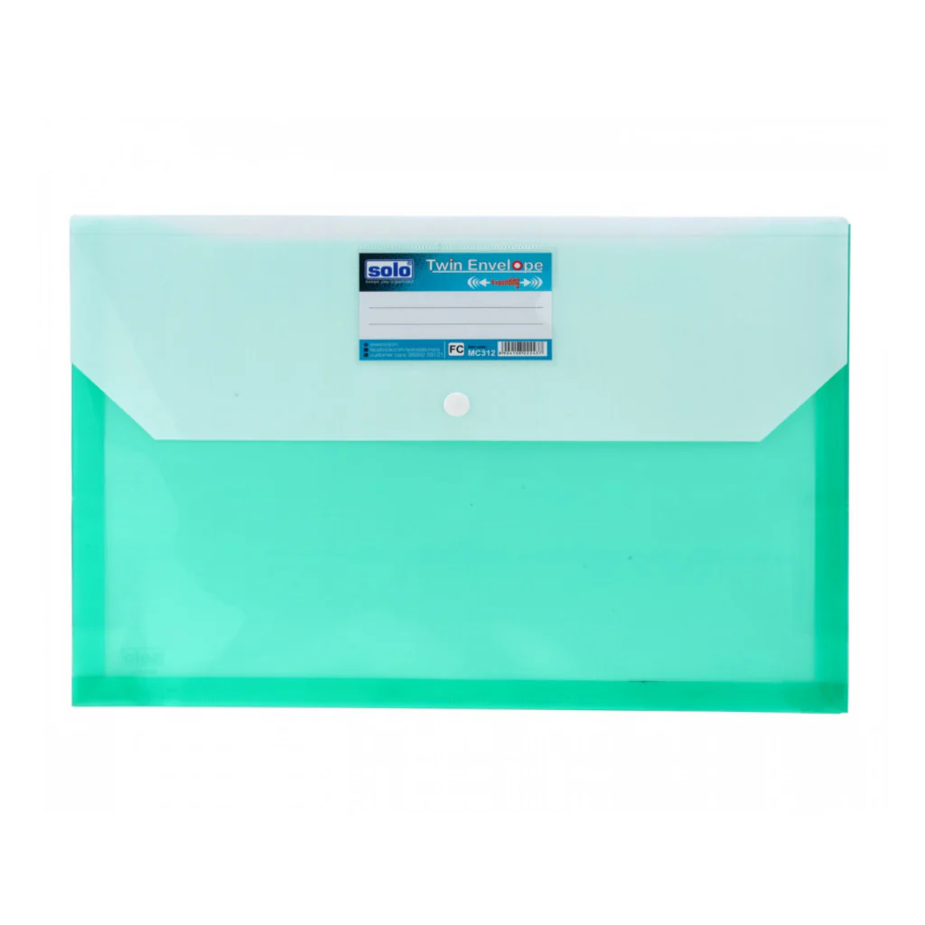 Solo My Clear Bag With Expandable (Twin Pockets With Double Colors) Transparent Green F/C Size MC 312