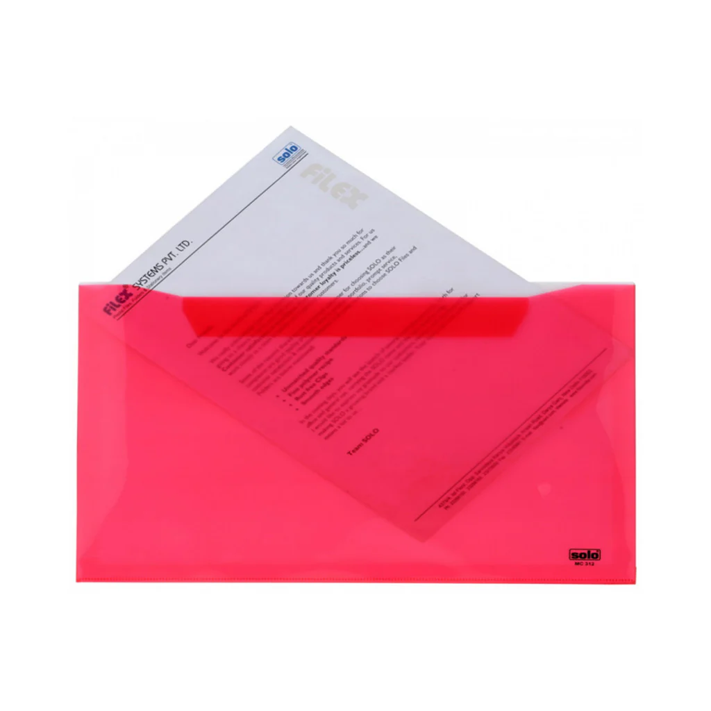 Solo My Clear Bag With Expandable (Twin Pockets With Double Colors) Transparent Red F/C Size MC 312 - Image 2