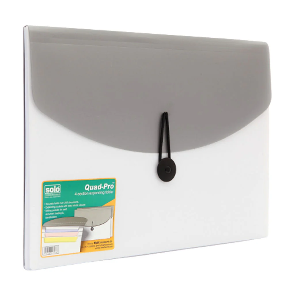 Solo Quadpro With Expanding Folder 4 Section Metalic Grey A4 EX 905 - Image 2