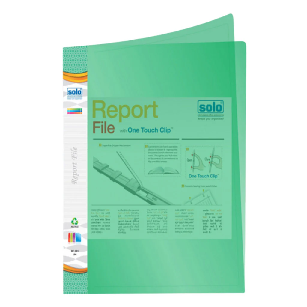 Solo Report File Transparent Green A4 RF101