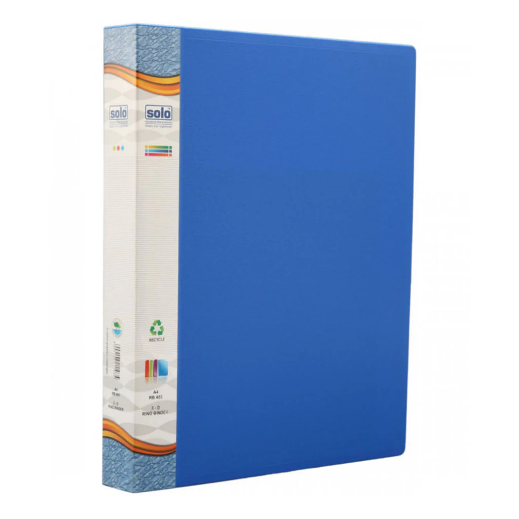 Solo Ring Binder-3-D-Ring Blue A4 RB 403