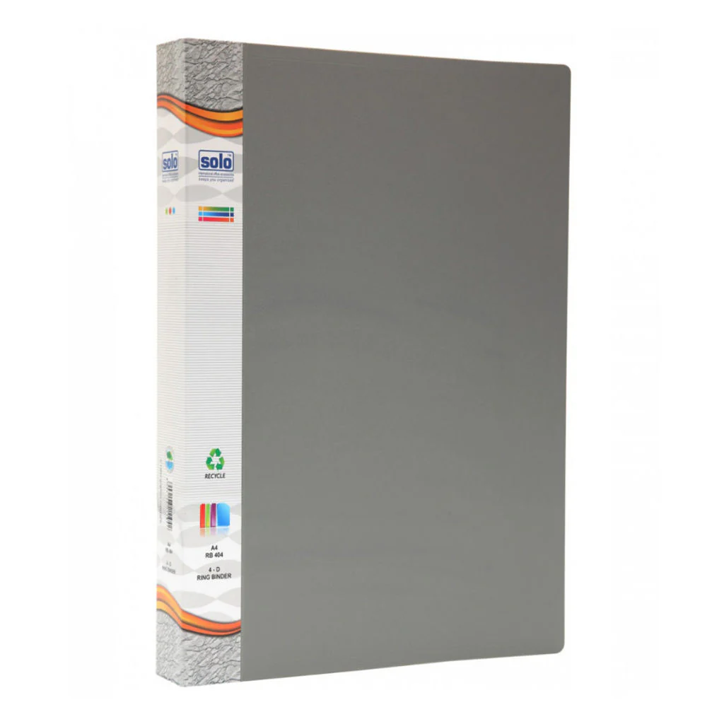 Solo Ring Binder-4-D-Ring Grey A4 RB 404